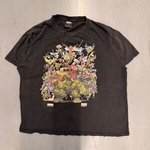 Marvel Superheroes T Shirt Mens XL Black Hulk Iron Man Captain America Graphic